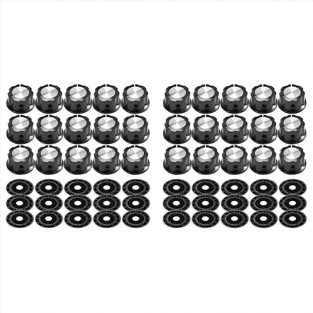 30 Sets of A03 Potentiometer Control Knobs and 0-100 Scale Plates Bakelite Knob Scale Plates Digital