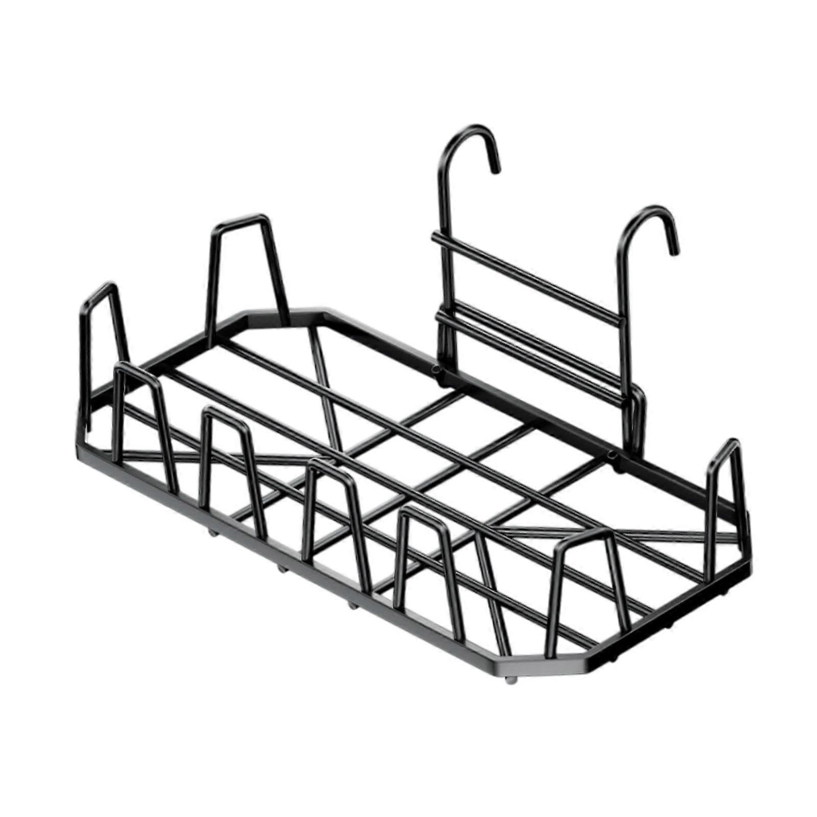 Shoe Drying Rack with Railings, SpaceSaving Metal Shoe Organizer and Clothes Hanger for Home, Black