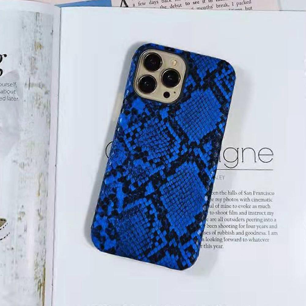 Case for iPhone 17 Blue Python Texture Half Leather