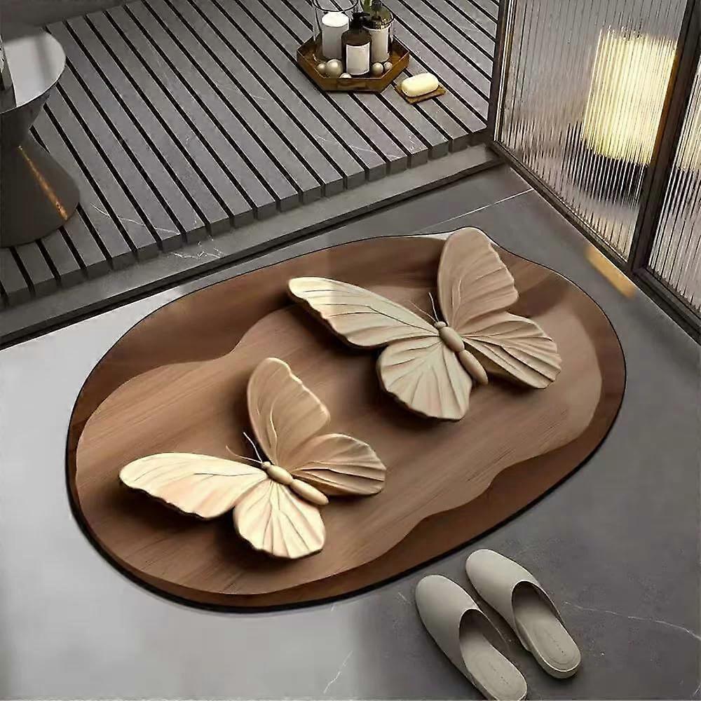 3D Flower Pattern NonSlip Absorbent Bathroom Mat, Soft Rubber Floor Rug Large (Flower D)