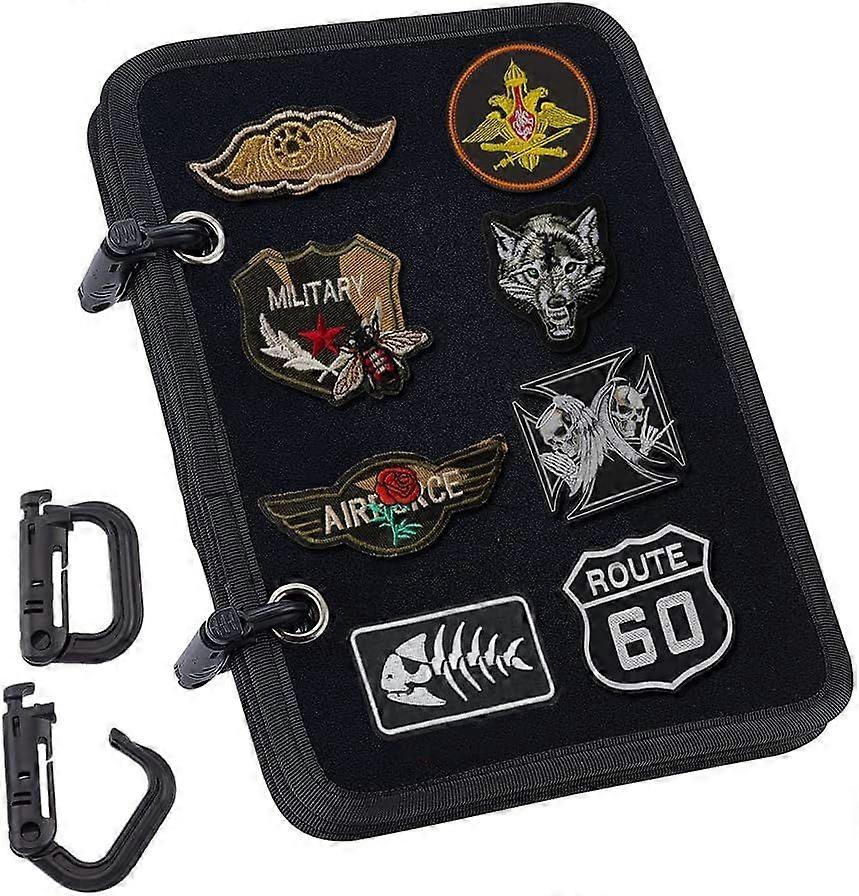 1 Set Tactical Patch Booklet Organizer 5 Pages Black Flip-Page Patch Book Holder MiniPanel Board with Removable D-Buckles for Military Army Combat Mor