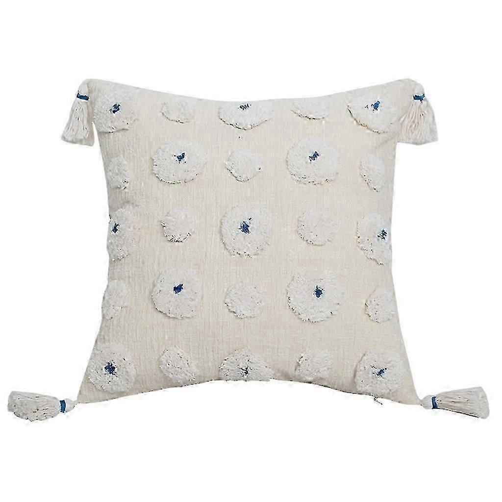 Nordic Handmade Woven Throw Pillow For Case With Tassel Boho Tufted Circle Dot Poached Egg Pattern Square Cushion Cover