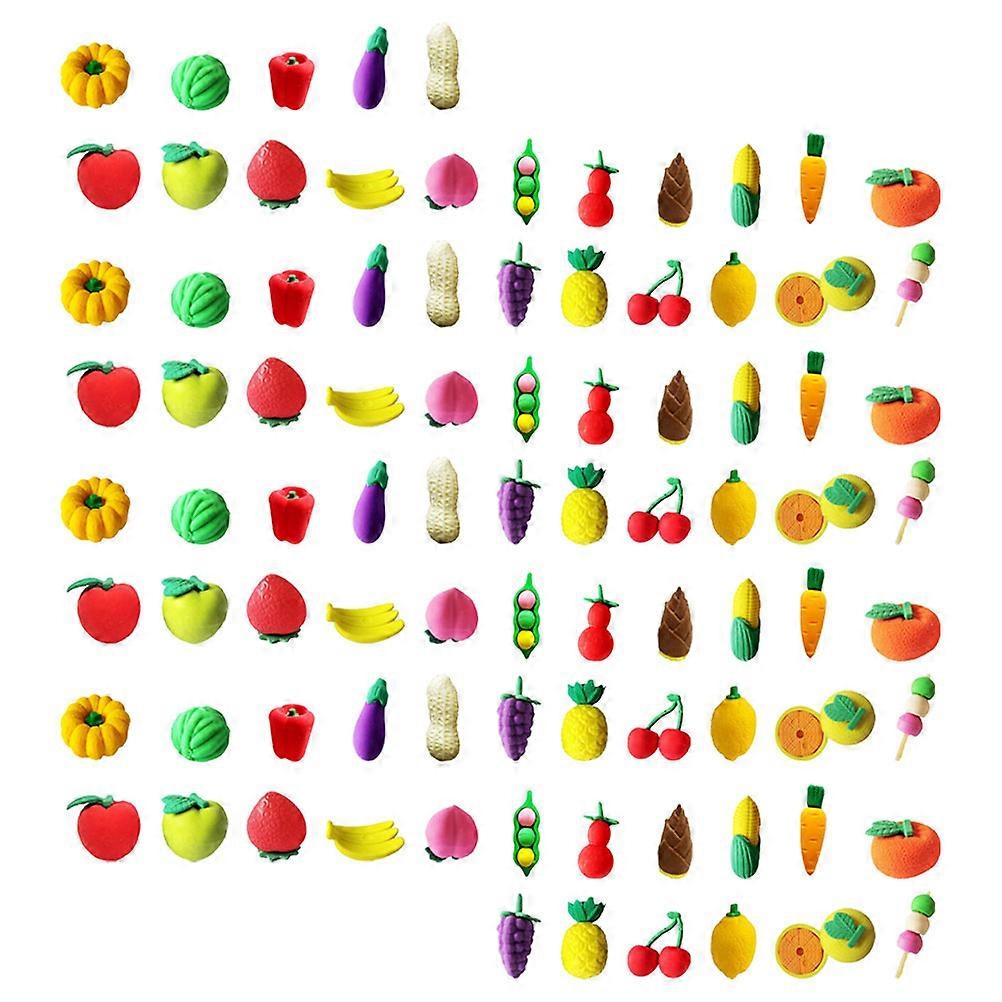 Food Erasers Assorted Color for Use 100Pcs Mini Cartoon Fruits Vegetable Erasers