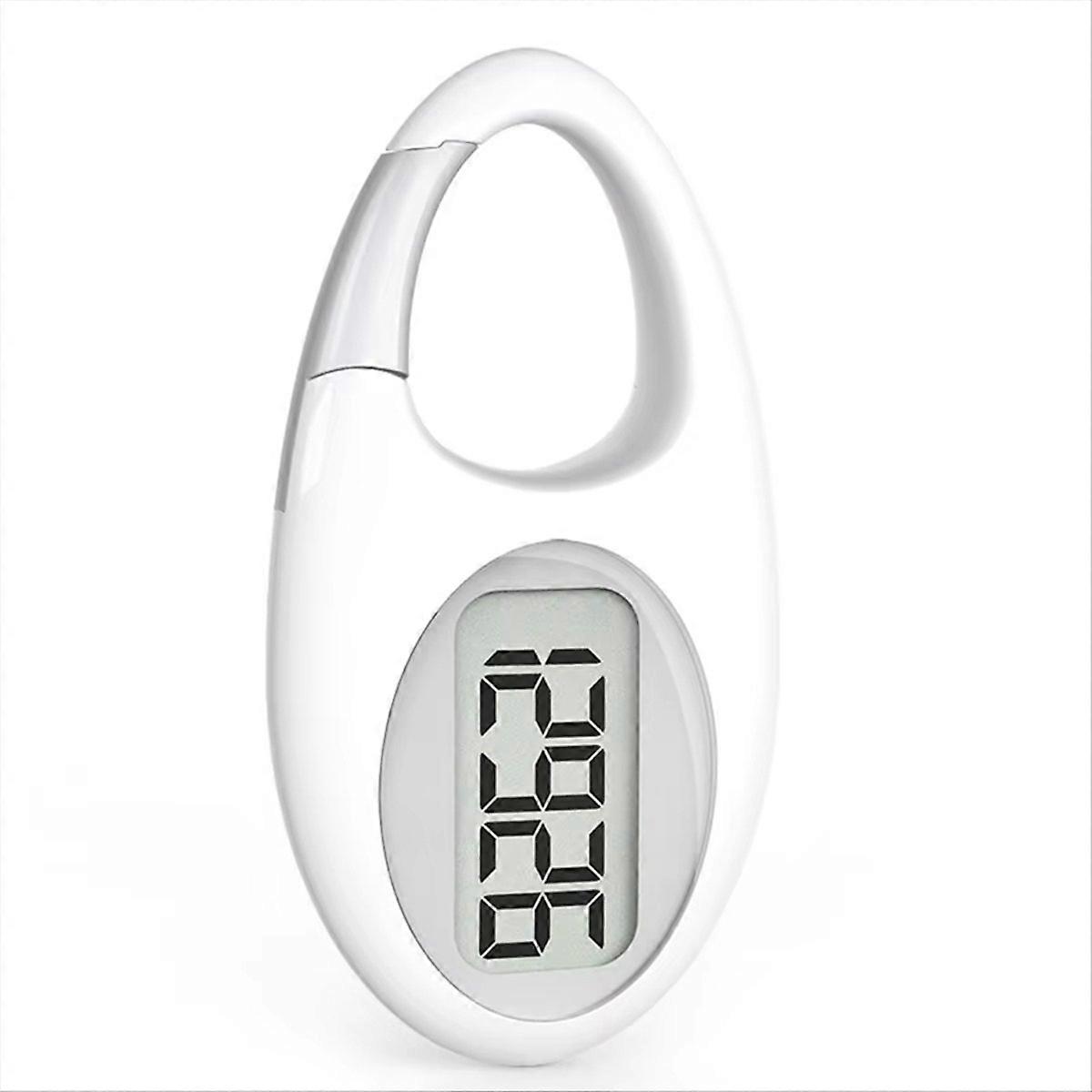 Mini Digital Pedometer 3D Walking Step Counter White & Silver