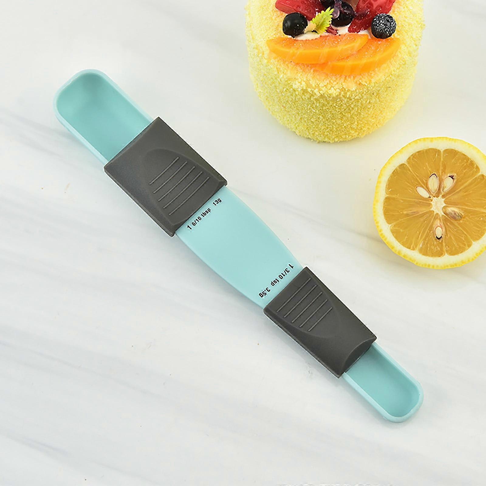 Adjustable Measuring Spoon Set, Plastic Graduated Spoons with Magnetic Back Strap for Coffee, Flour, Baking - Compatible with Kitchen Tools