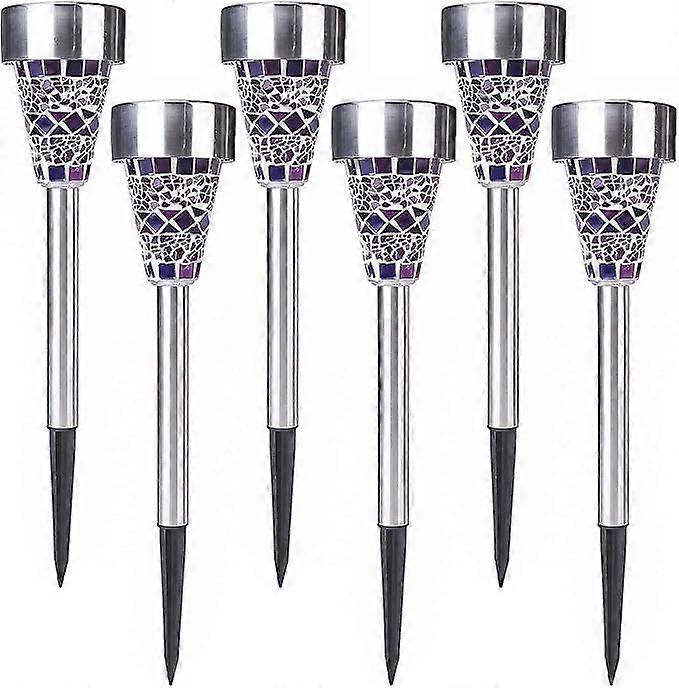 Solar Garden Lights Waterproof LED Mosaic Pathway Lighting with DusktoDawn Sensor Purple 2Pack