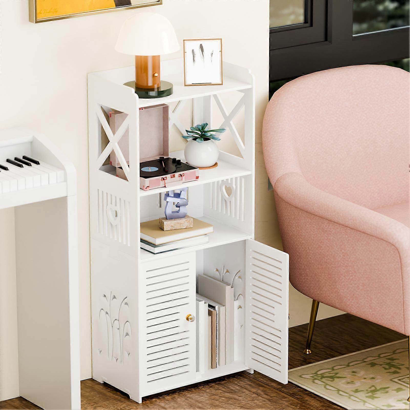 Versatile Home Storage Shelf - 2 Open + 1 Cabinet, for Bathroom, Kitchen, Study