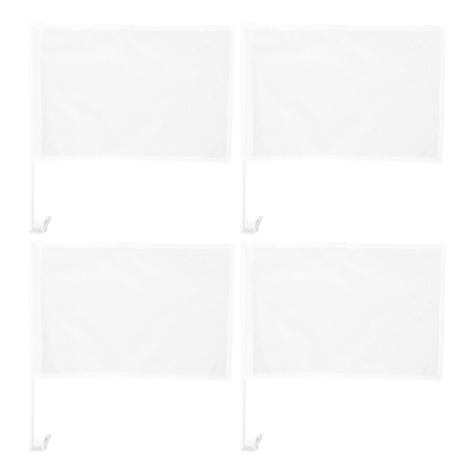 White Car Window Flag Diy For Vehicle Decoration Rectangular Plain 4Pcs