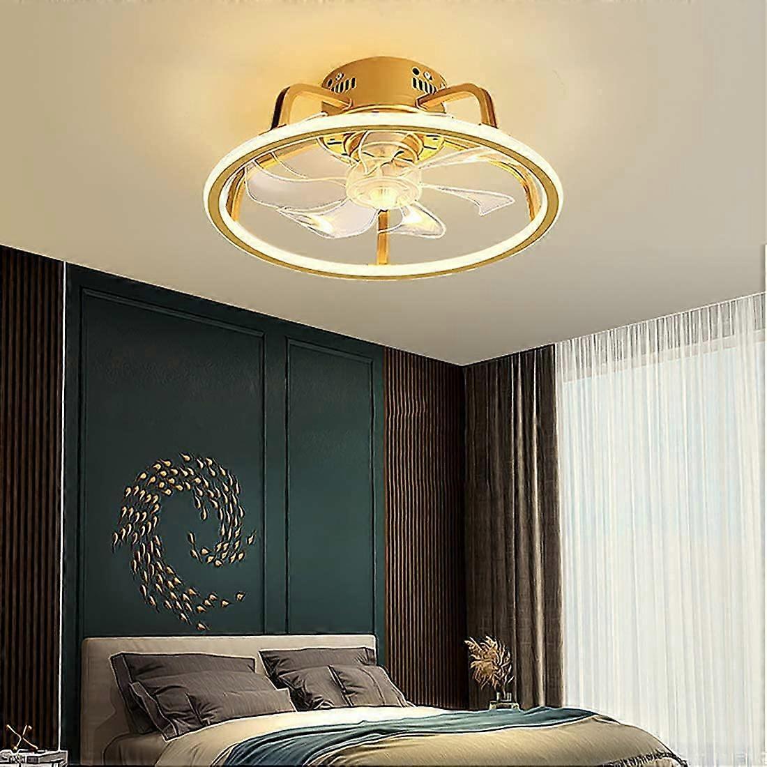 Modern LED Ceiling Fan with Light, Remote Control, Quiet Dimmable Design for Bedroom and Living Room