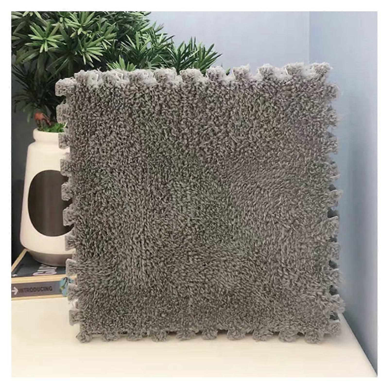 12 Pcs 12x12 Interlocking Foam Mats with Grey Carpet Surface for Gym, Playroom, and Floor Protection