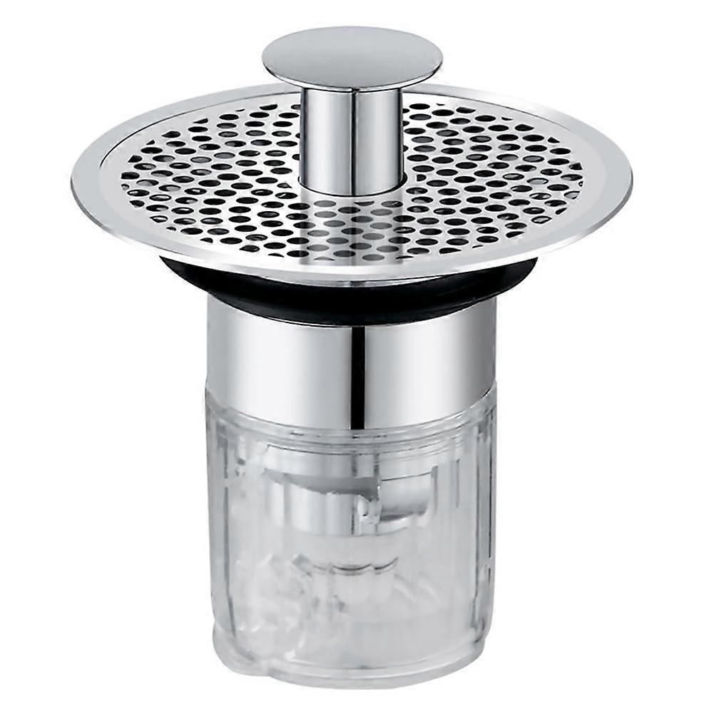 Sink Drain Strainer with AntiClogging Filter Basket and Brass Bathroom Sink Stopper for Odor Prevention
