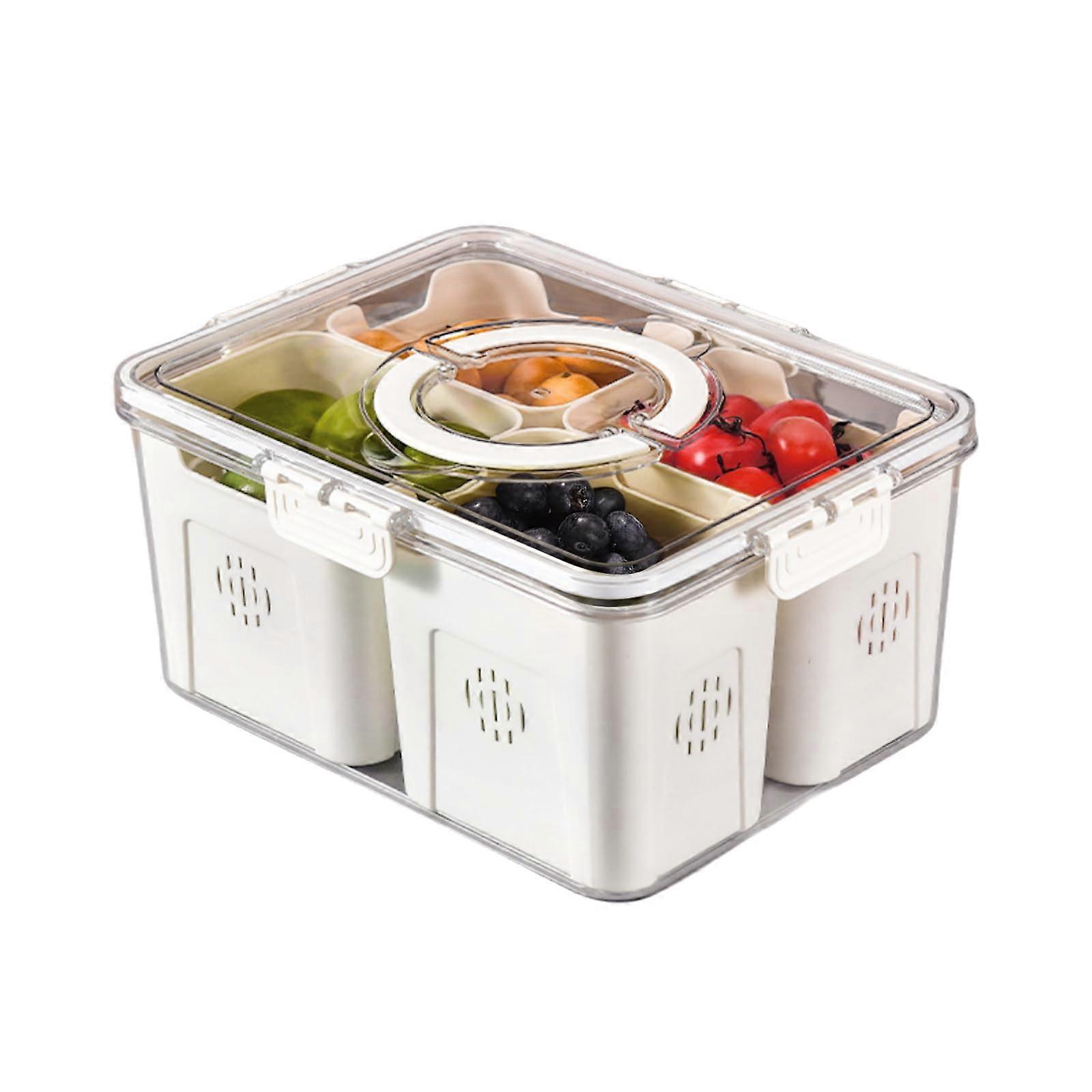 Fridge Organizer Bins with Lids, Airtight 4Compartment Stackable Refrigerator Storage Container