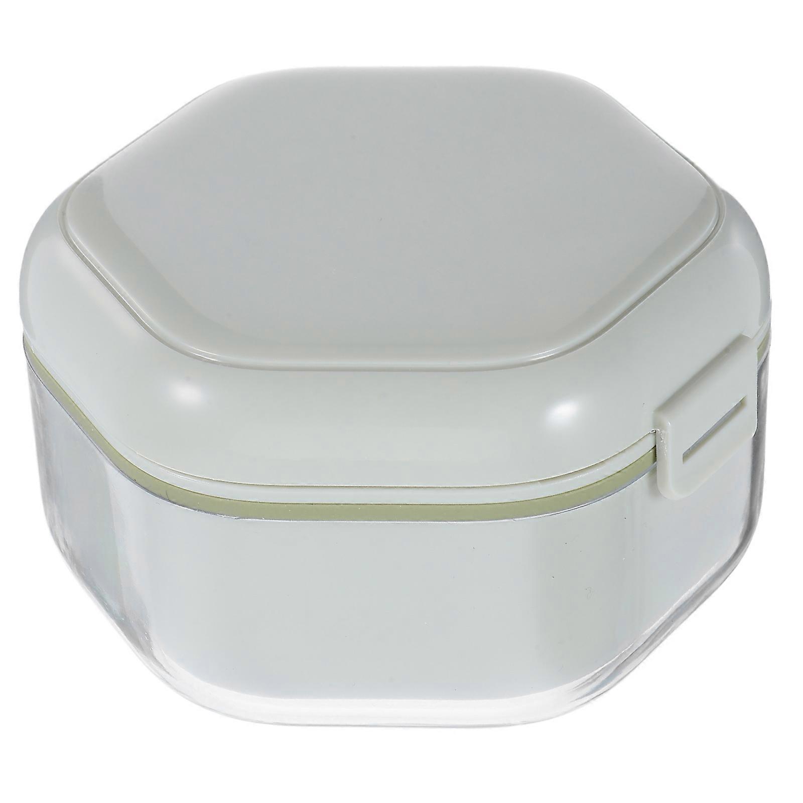 Retainer Case Dual Layer Dentures Case for Protection Light Green Holder