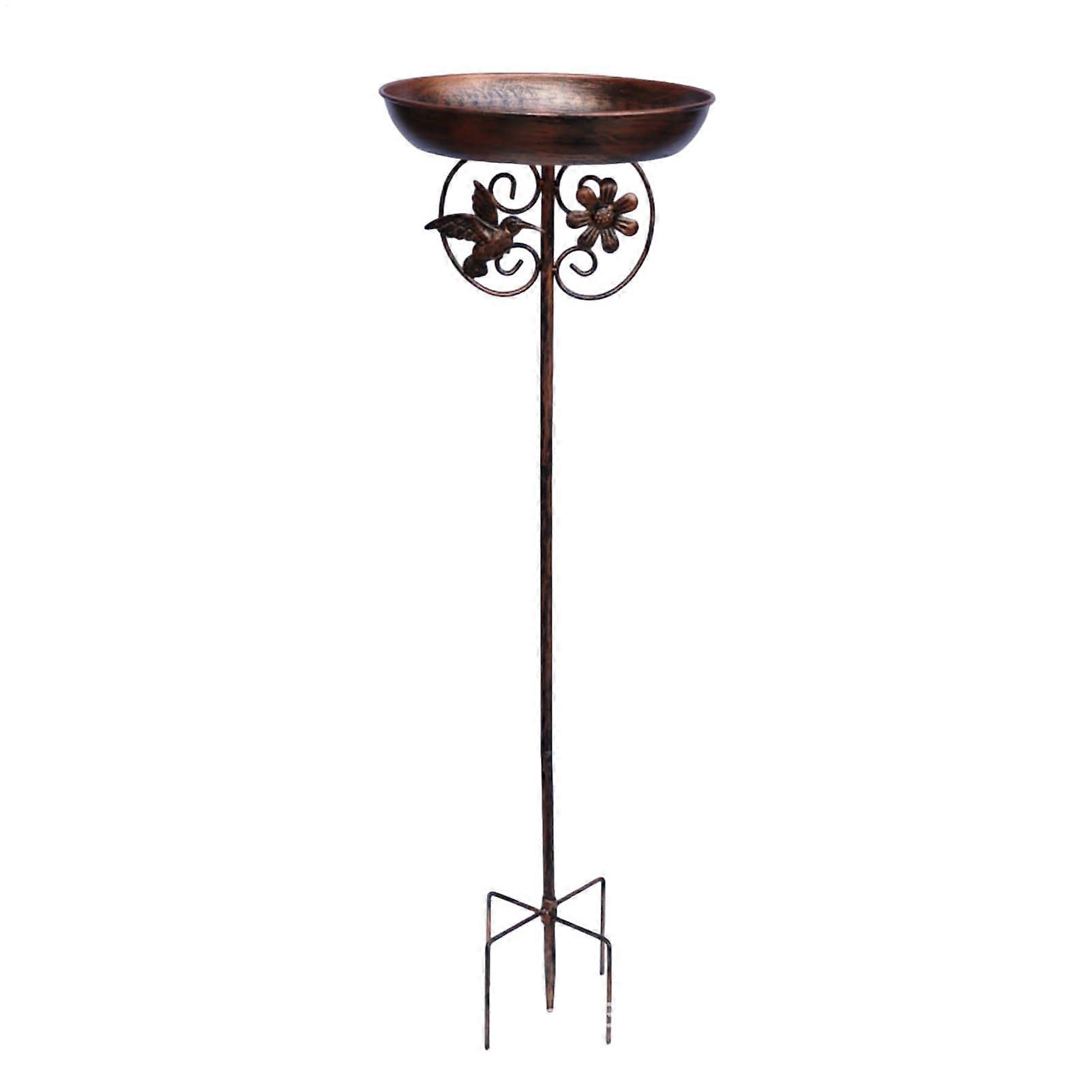 Bird Bath and Feeder Combo with RustProof Iron Frame and Ground Stake for Garden Lawn Yard