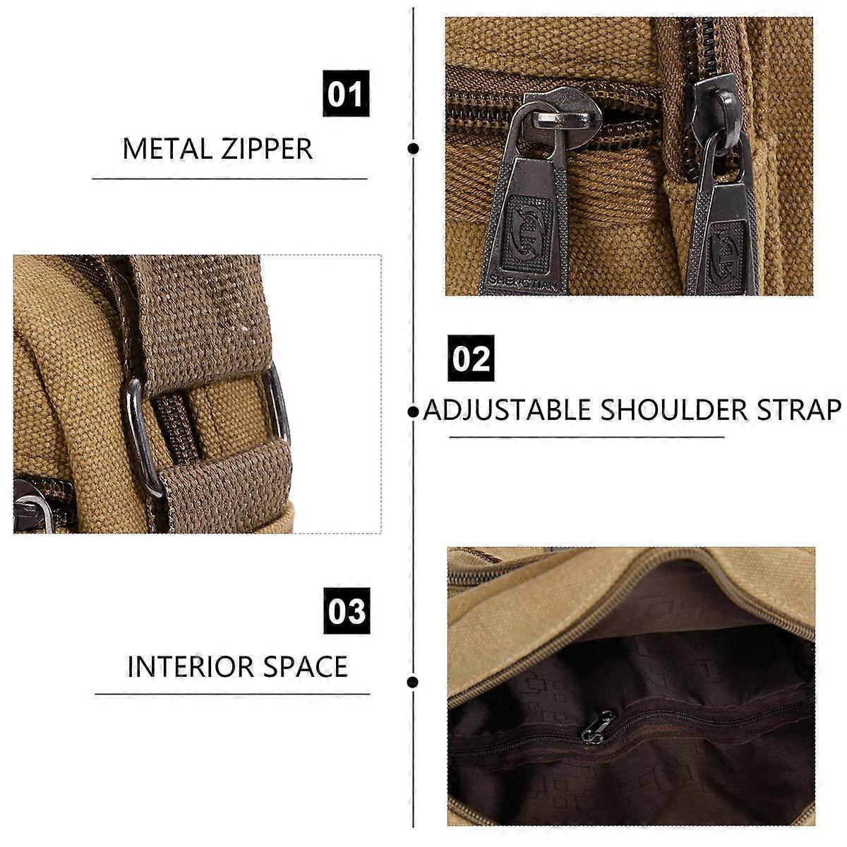 Khaki Canvas Single-Shoulder Bag for Storage Use Portable