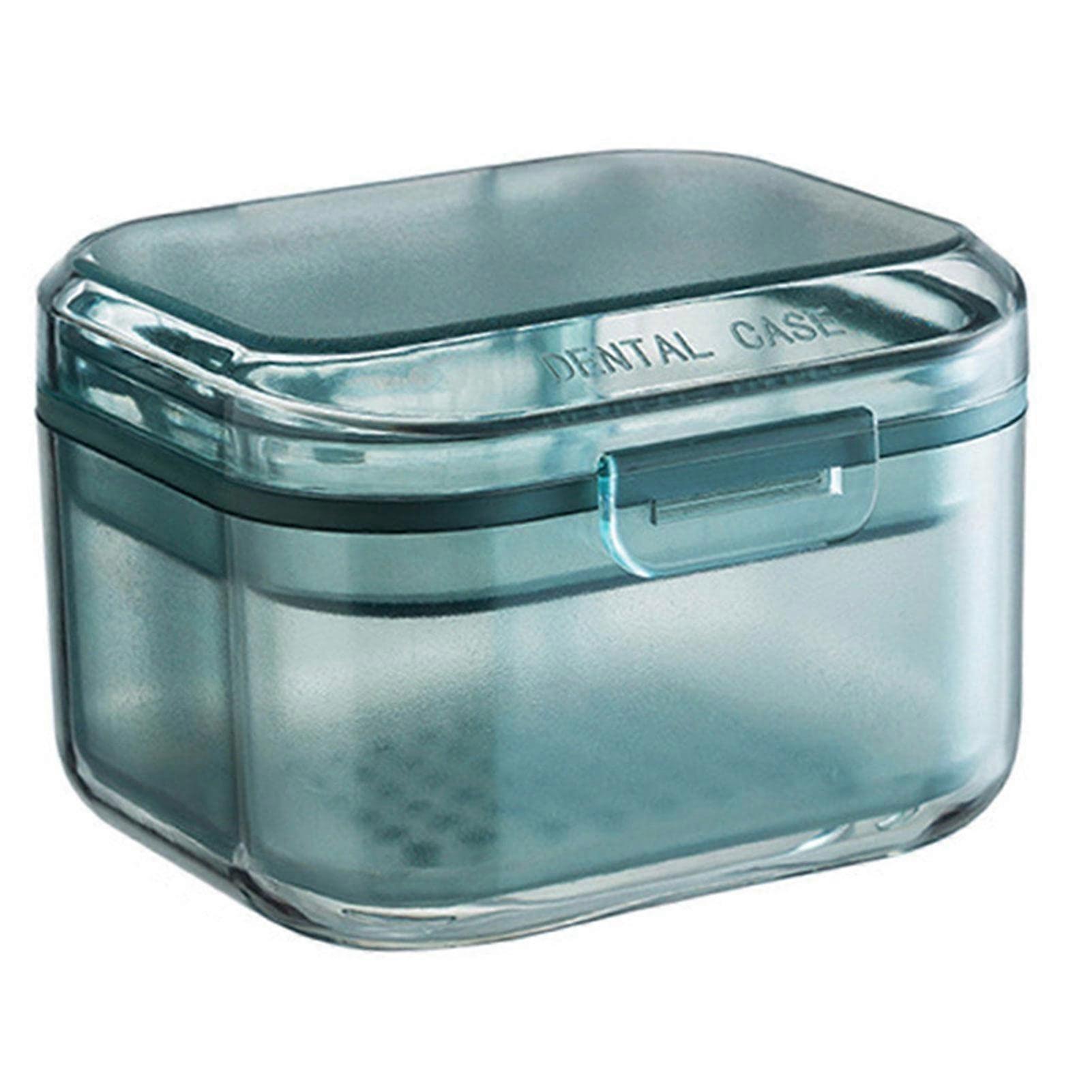 Denture Cleaning Case with Removable Strainer for Retainer, Mouthguard and False Teeth Storage