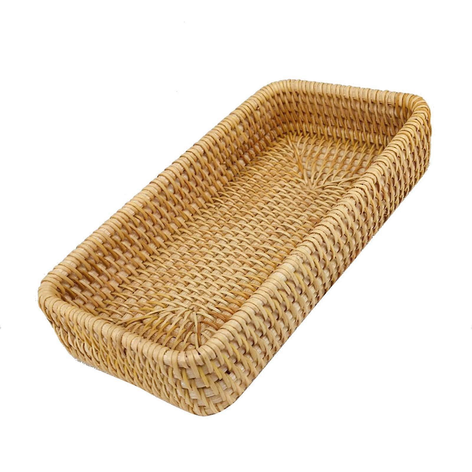 Rattan Serving Tray Vietnamese Handwoven Basket for Bread Snacks MultiRoom Use Small Size