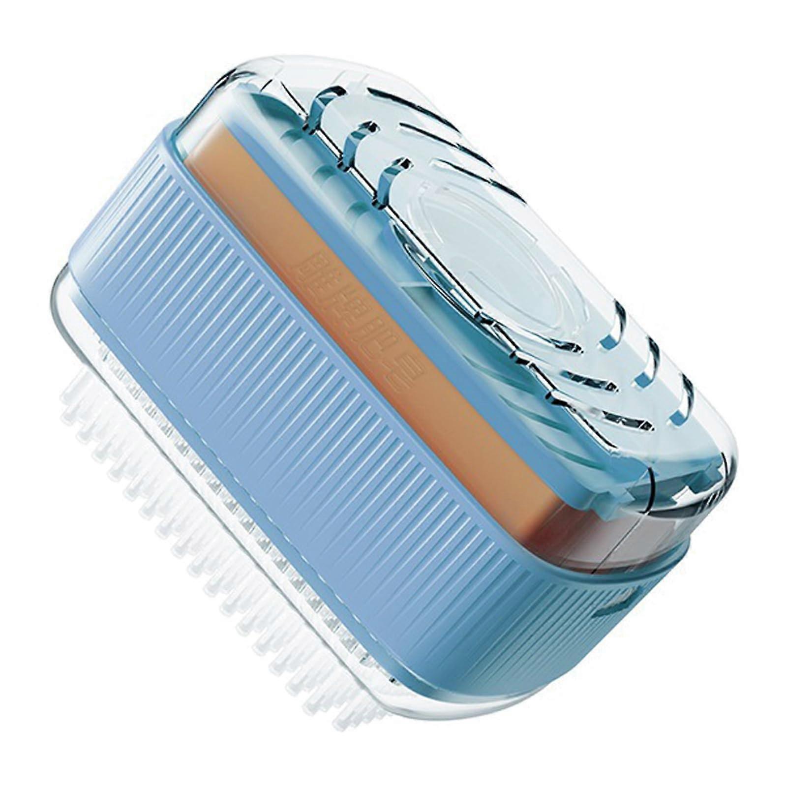 Foaming Soap Dispenser with Brush and Roller, SpaceSaving Laundry Soap Holder for Bathroom Kitchen Blue