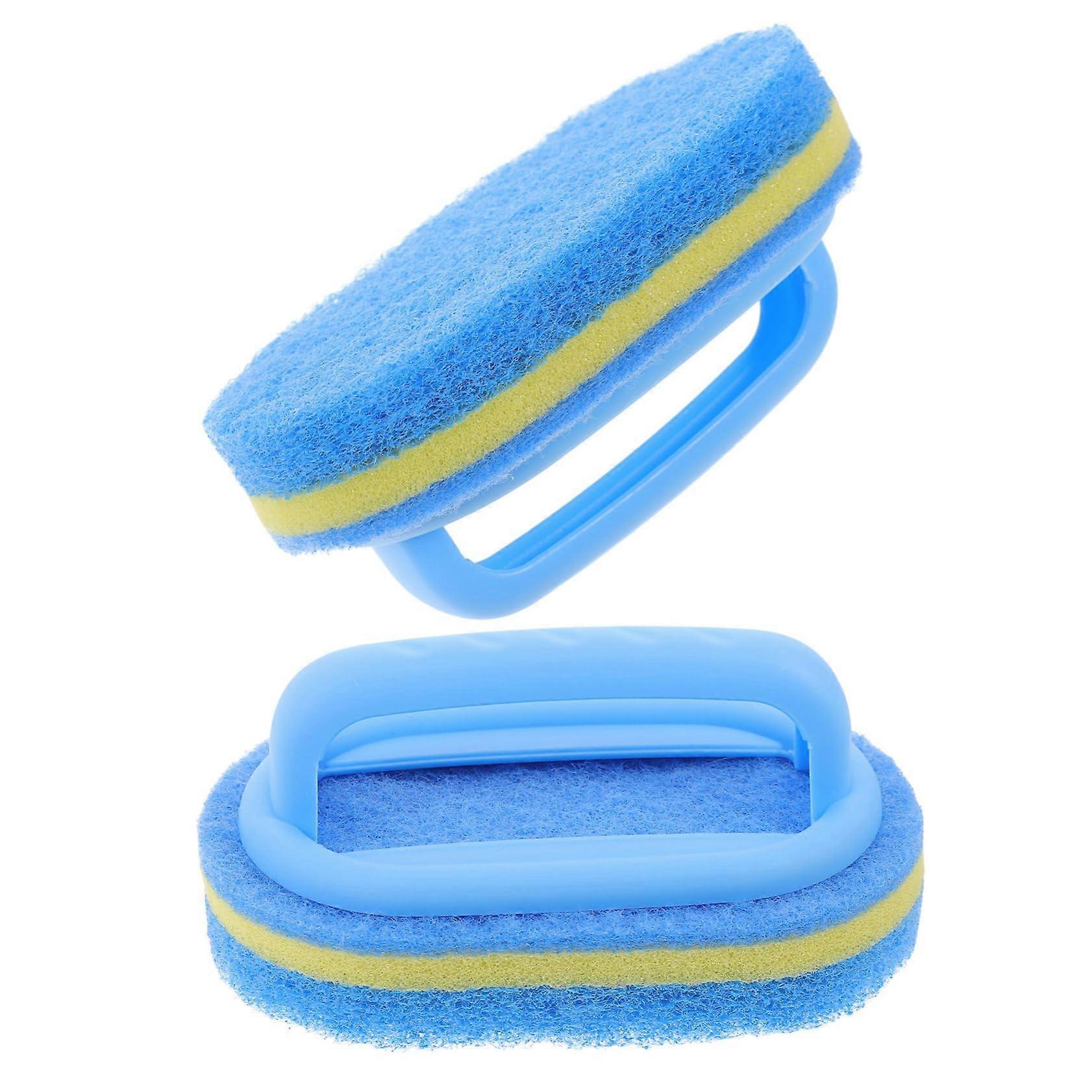 2pcs Cleaning Sponge with Handle for Kitchen and Bathroom Tile Bathtub Scrubber Brush