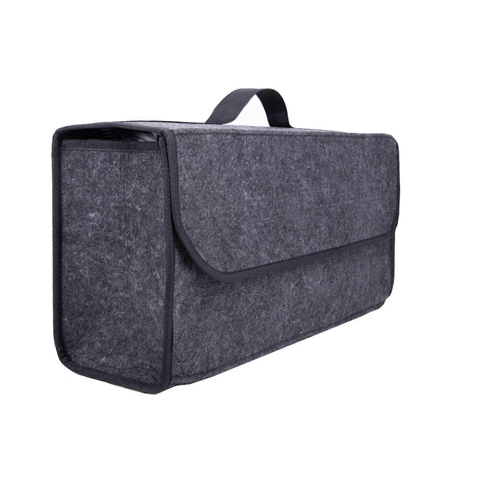 Car Trunk Organizer Felt Cloth MultiPocket Storage Bag with AntiSlip Base, Blue