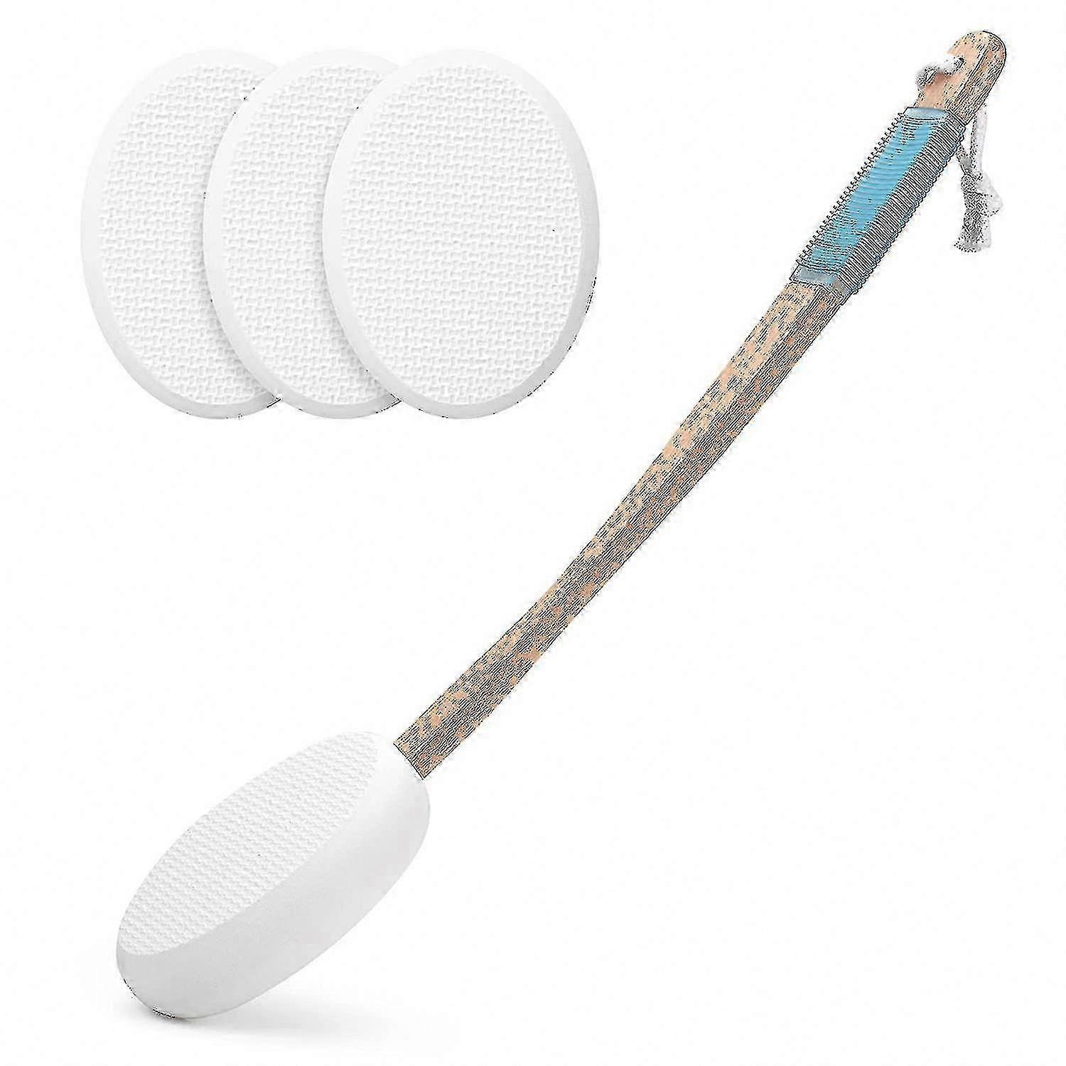Back Lotion Applicator with 17-Inch Handle, Includes 4 Replaceable Pads for Easy Moisturizing
