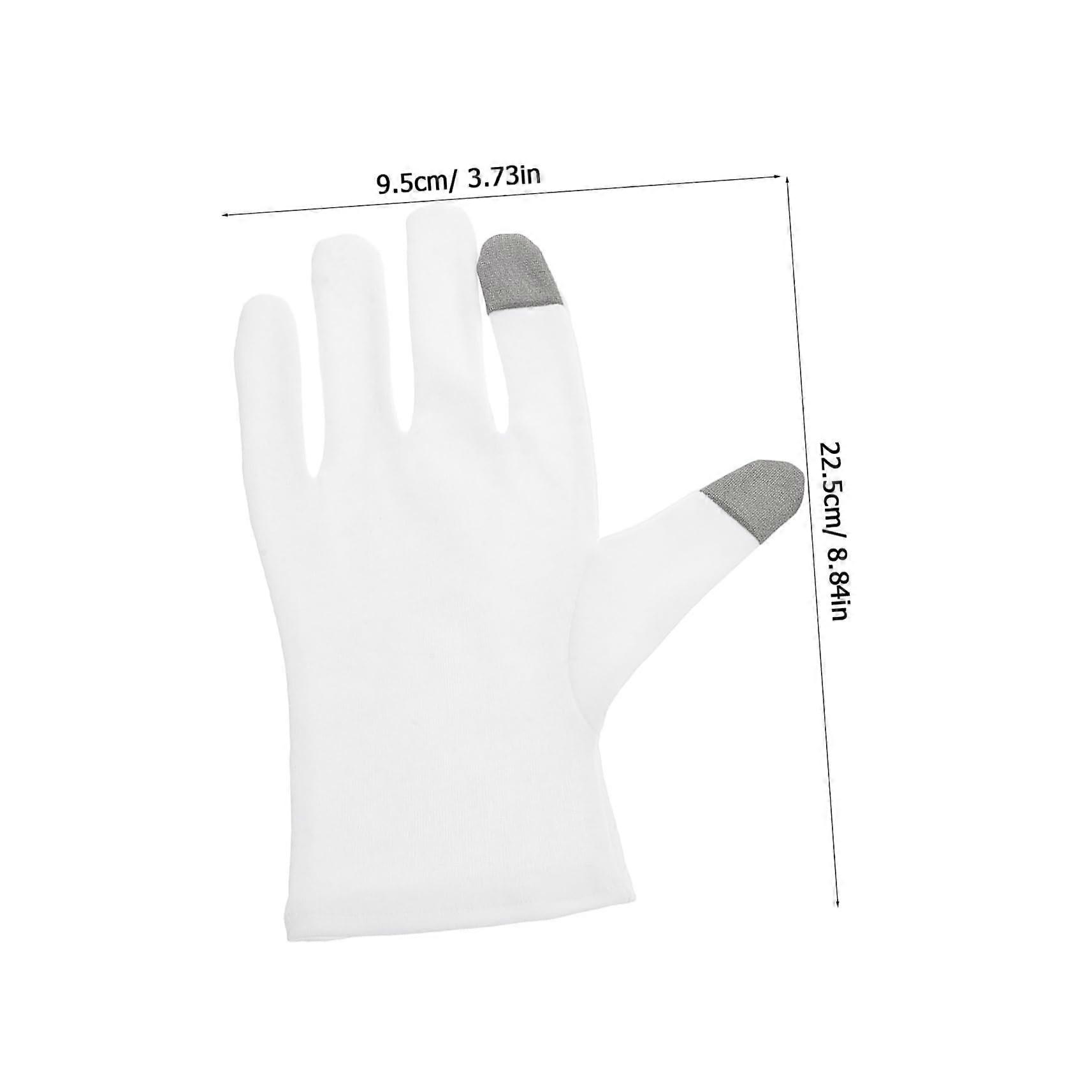 Moisturizing Cotton Gloves with Touchscreen, Overnight Hydration for Dry Cracked Hands, 2 Pairs