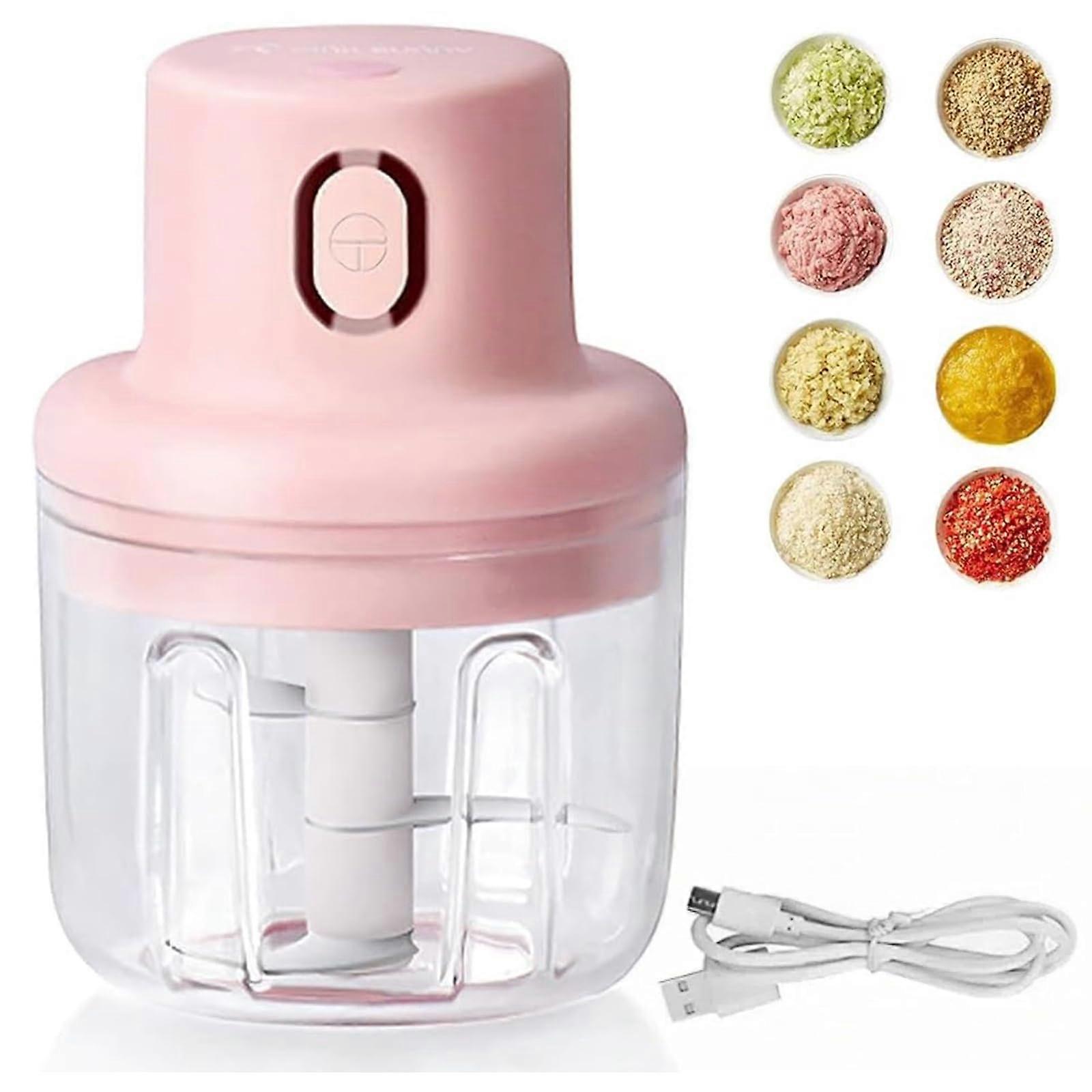 Wireless Electric Food Chopper USB Rechargeable Garlic and Vegetable Processor 250ml Stainless Blades
