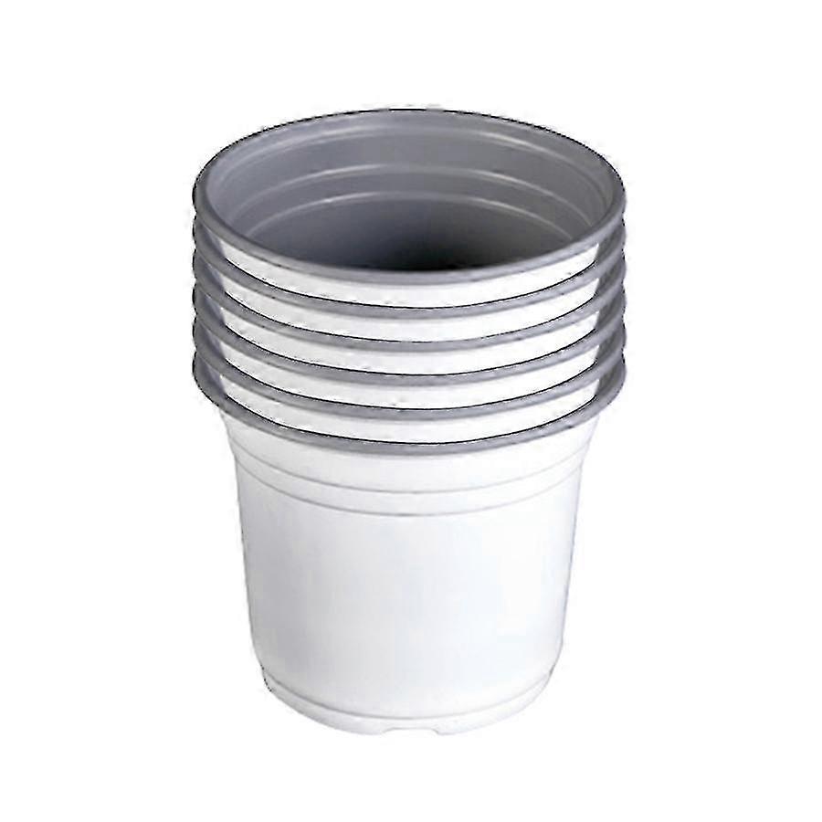 White Plastic Flower Pots, 6-Pack, 1.57 Gallon, Diameter 20.6cm
