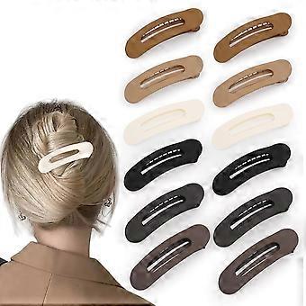 Platte haarclips voor vrouwen - 12 stuks matte, antislip platte haarclips voor dun haar, 6 kleuren