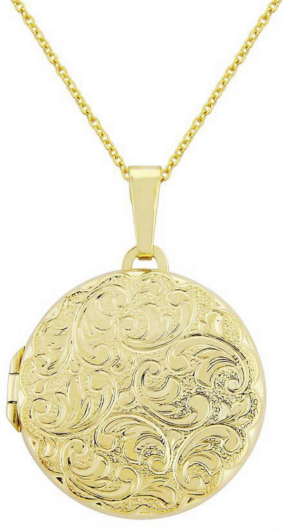 Mark Milton Round Embossed Locket Necklace - Yellow Gold