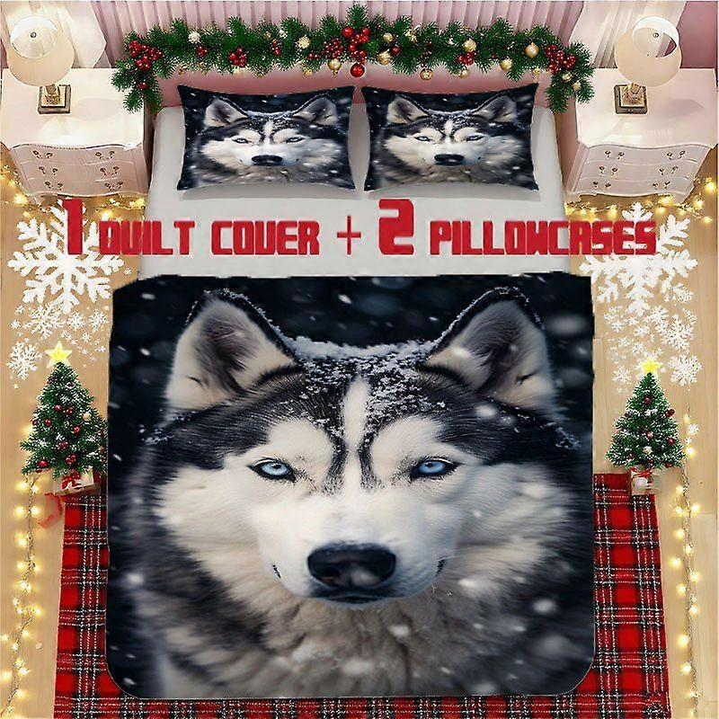 Wolf Print Bedding Set Polyester Fabric Decorative & Warm