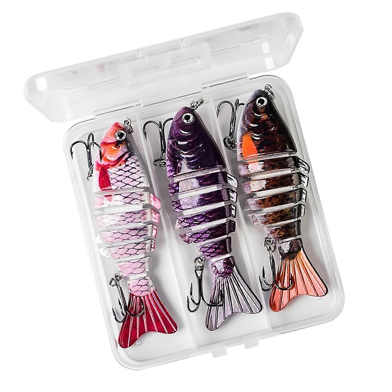 Fishing Lures Set 3pcs Multi Jointed Swimbait Realistic 7 Segment Topwater Hard Baits with Hooks