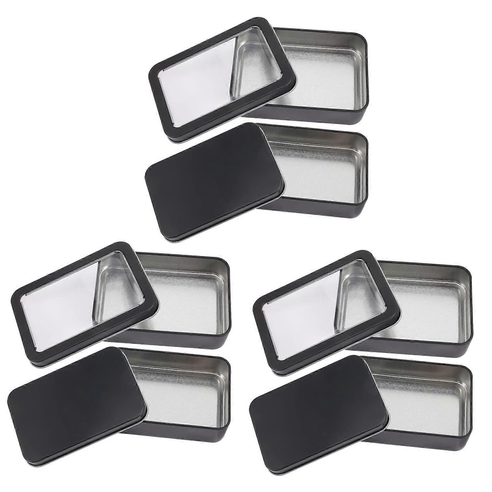 6pcs Tinplate Playing Card Storage Box Set with Clear Window Lid and Durable Protection