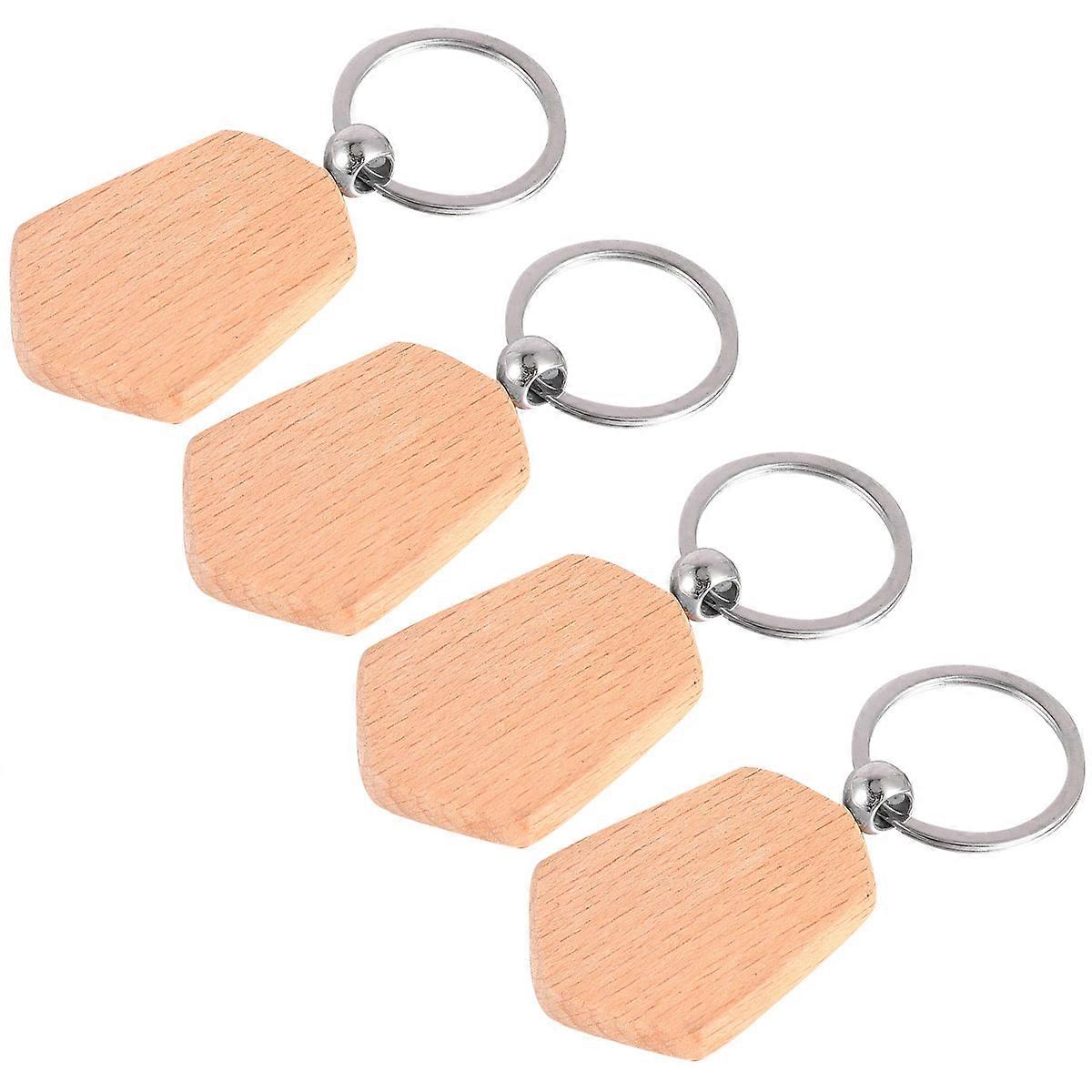 Wooden Keychains Creative Key Holder for Decoration 4Pcs Pendant Set