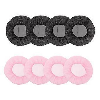 8pcs Sleep Bonnet: Mesh Night Sleep Cap Breathable - Soft Night Sleeping Hair Net Reusable & Washable Bonnet In Black And Pink