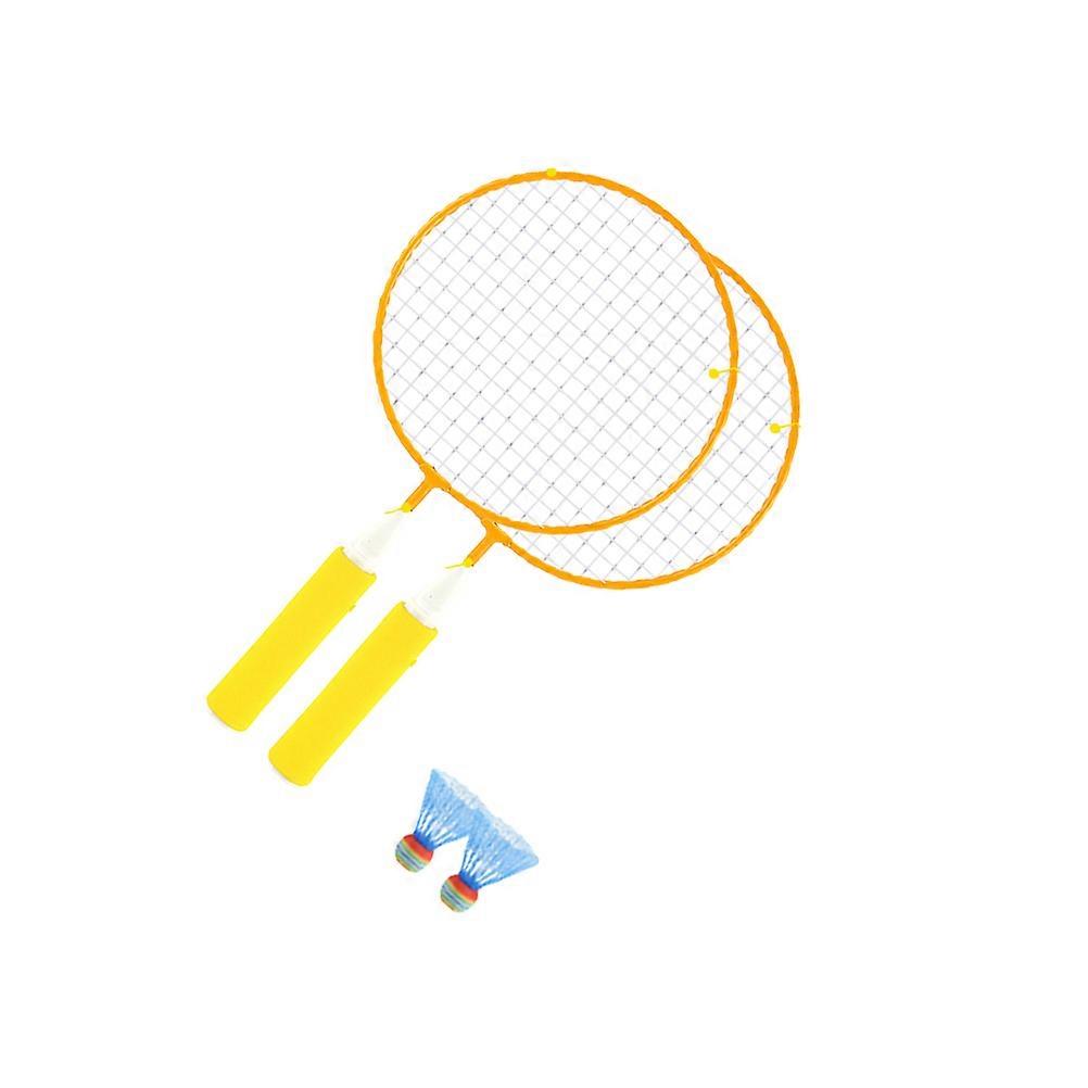 Ensemble de raquettes de badminton jaunes pour enfants, jouet comprenant 1 jeu de raquettes pour l'extérieur.