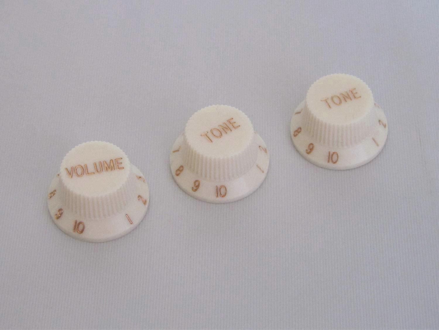 Vintage Parchment Guitar Volume Tone Knobs Set for Fender Stratocaster Direct Fit Replacement