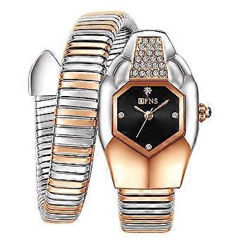 Reloj de serpiente con diamantes para mujer (2026): pulsera de acero inoxidable de moda, regalo premium