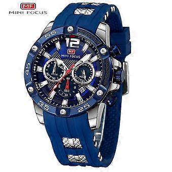 Herenhorloge, modieus, sportief, polshorloge (chronograaf/waterdicht/lichtgevend/kalender) met siliconen band, quartzhorloge voor mannen