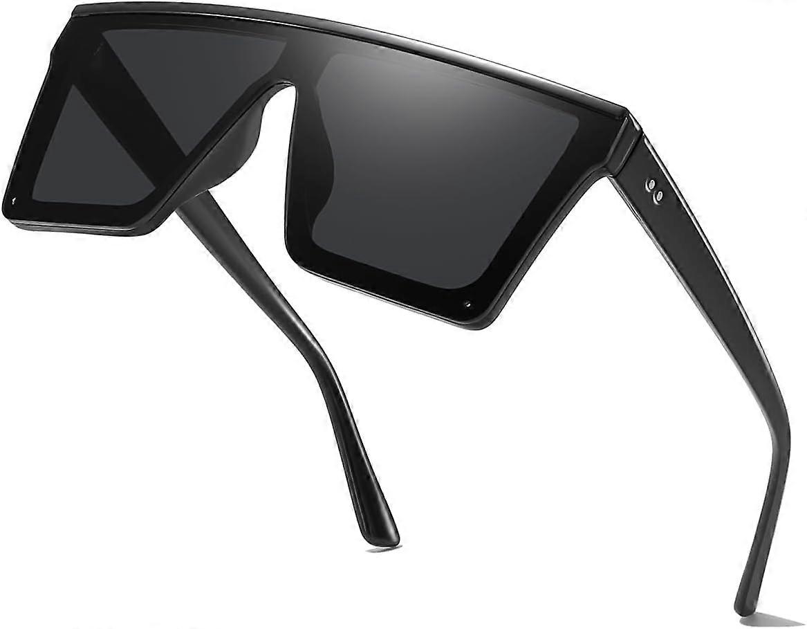 Square Oversized Sunglasses for Women and Men Fashion Flat Top Goggle Siamese Lens