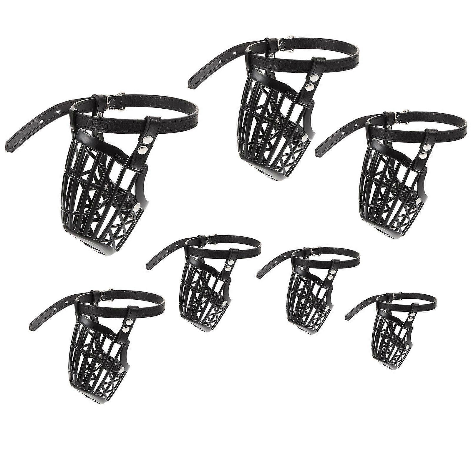Dog Muzzle Plastic Basket Dog Muzzle with Breathable Strap 1Set Black Set