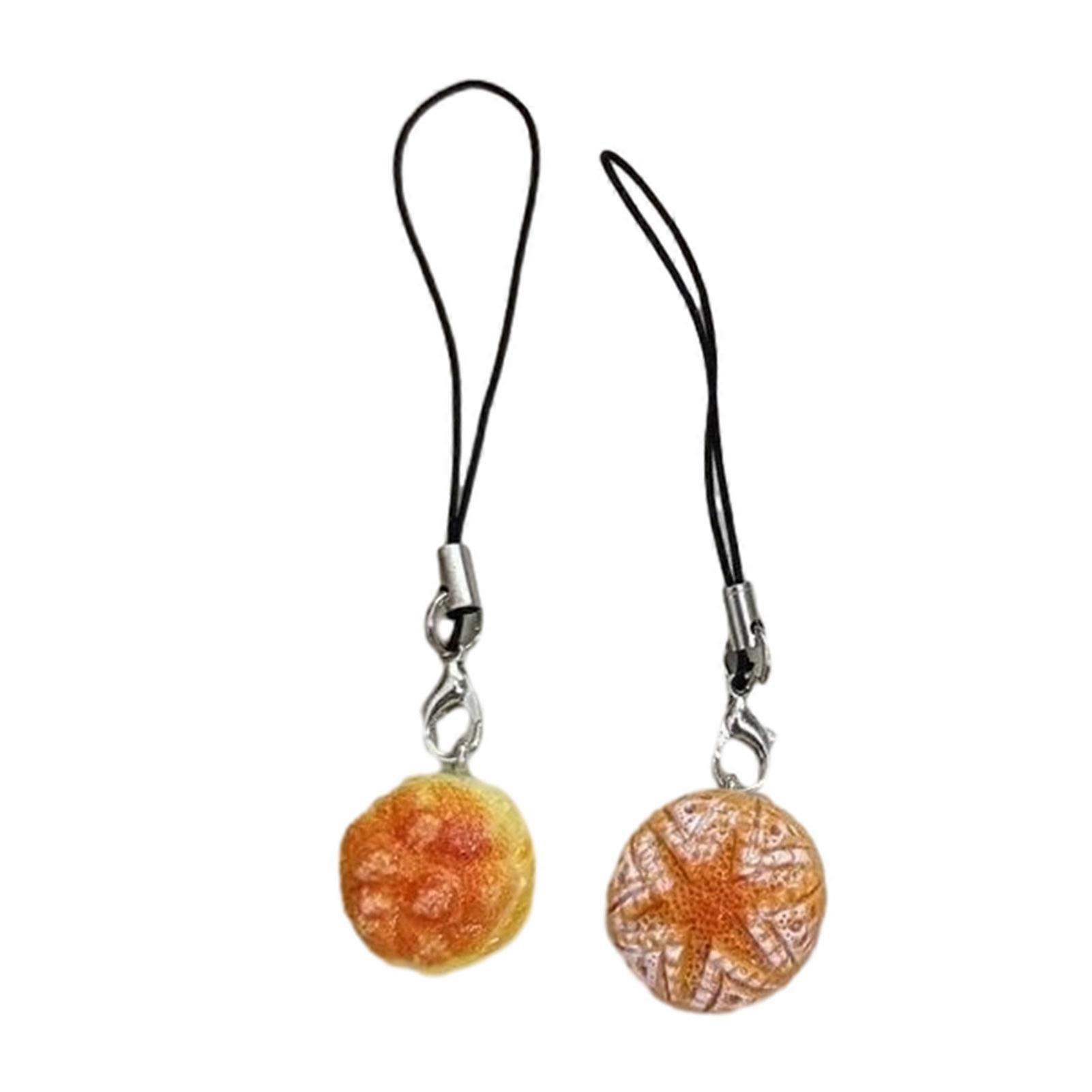 2 Pcs Simulated Bread Shape Keychain For Bag And Phone