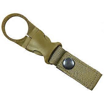 Waterfleshouderclip voor outdoor tactische toepassingen met riemgesp in kaki