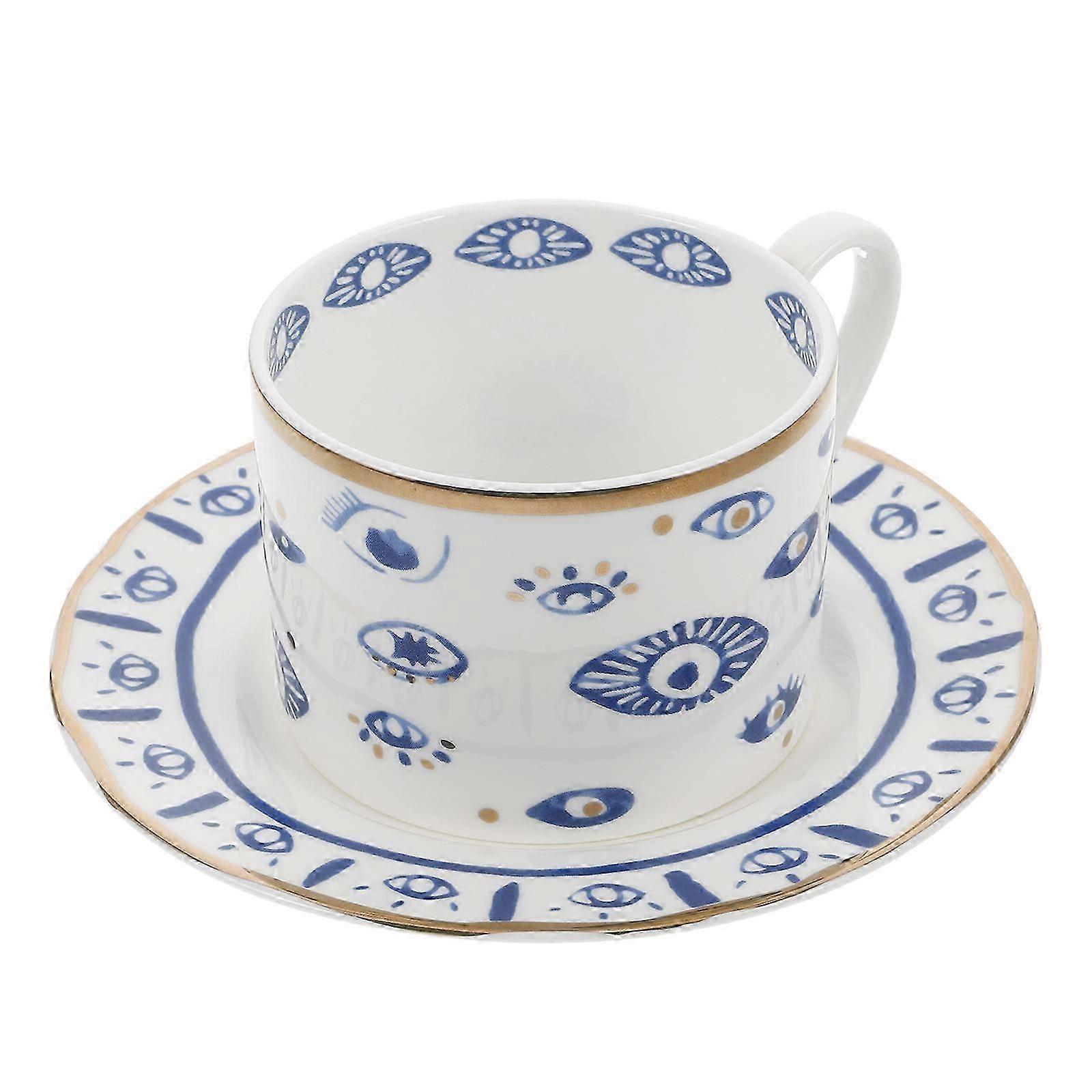 Evil Eye Ceramic Coffee Mug Set for Drinking Use 1Set with Handle