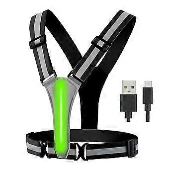 Usb Rechargeable Led Reflective Vest Compatible Runningcling Walking Motorcycle Qd