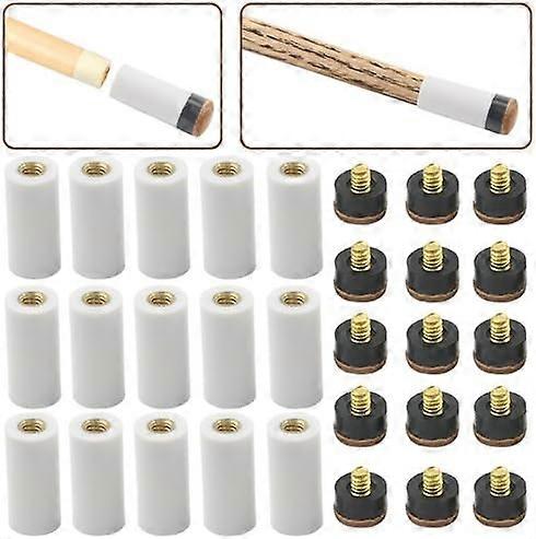 Billiard Cue Ferrules with Replaceable Tips - 15 Sets (30pcs) - Brown Tip Set
