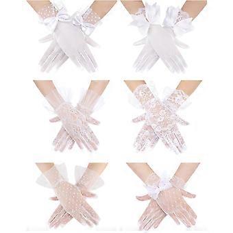 6 Pairs Lace Gloves Women Tea Party Gloves Elegant Short Gloves Vintage Lace Gloves for Women Halloween Wedding Party