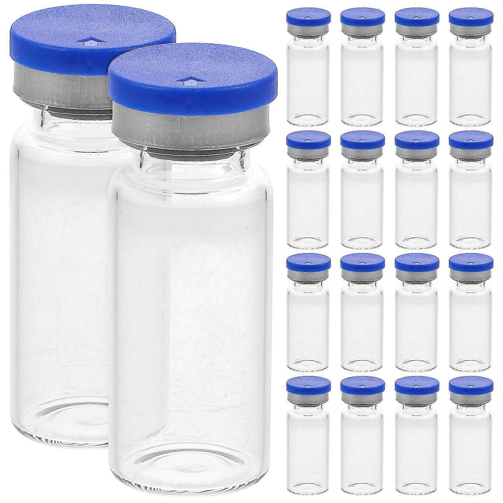20pcs Practical 10ml Transparent Vials Clear Flat Bottom Bottles with Caps