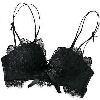 Sutiã feminino sexy de renda floral, sem costura, push up, acolchoado macio, sem anel de aço, malha francesa, camizz40