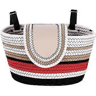RUIYUE Front Bike Basket - 30cm Woven Handlebar Mount, Chic Rattan Style Holder, Adjustable Strap Bike Organizer | Chic Rattan-Style Storage Carrier